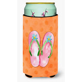 Caroline'S Treasures Pink Flip Flops Orange Polkadot Beverage Insulator Hugger, Tall, Multicolor