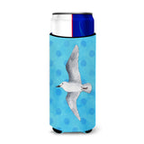 Caroline'S Treasures Sea Gull Blue Polkadot Beverage Insulator Hugger, Slim, Multicolor