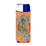 Caroline'S Treasures Blue Crab Orange Polkadot Beverage Insulator Hugger, Slim, Multicolor