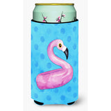 Caroline'S Treasures Flamingo Floaty Blue Polkadot Beverage Insulator Hugger, Tall, Multicolor