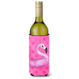 Caroline'S Treasures Flamingo Floaty Pink Polkadot Beverage Insulator Hugger, 750 Ml, Multicolor
