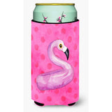 Caroline'S Treasures Flamingo Floaty Pink Polkadot Beverage Insulator Hugger, Tall, Multicolor
