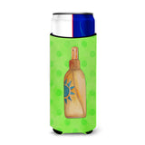 Caroline'S Treasures Message In A Bottle Green Polkadot Beverage Insulator Hugger, Slim, Multicolor