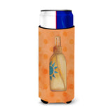 Caroline'S Treasures Message In A Bottle Orange Polkadot Beverage Insulator Hugger, Slim, Multicolor