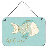 Caroline'S Treasures Blue Fish Welcome Metal Print, 8 X 12