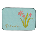 Caroline'S Treasures Flowers Welcome Dish Drying Mat, 14 X 21