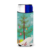 Caroline'S Treasures White Peacock Peafowl Christmas Decorative Can Hugger, Slim, Multicolor