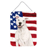 Caroline'S Treasures White Staffie Bull Terrier Patriotic Metal Print, 16 X 12, Multicolor