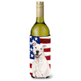 Caroline'S Treasures White Staffie Bull Terrier Patriotic Decorative Bottle Hugger, 750Ml, Multicolor