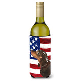 Caroline'S Treasures Black And Tan Dachshund Patriotic Decorative Bottle Hugger, 750Ml, Multicolor