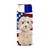 Caroline'S Treasures Champagne Cockapoo Patriotic Decorative Can Hugger, Slim, Multicolor