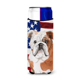 Caroline'S Treasures English Bulldog Patriotic Decorative Can Hugger, Slim, Multicolor