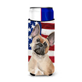 Caroline'S Treasures Fawn French Bulldog Patriotic Decorative Can Hugger, Slim, Multicolor