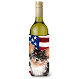 Caroline'S Treasures Long Haired Chihuahua Patriotic Decorative Bottle Hugger, 750Ml, Multicolor