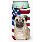 Caroline'S Treasures Fawn Pug Patriotic Decorative Can Hugger, Tall, Multicolor
