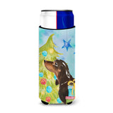 Caroline'S Treasures Black And Tan Dachshund Christmas Decorative Can Hugger, Slim, Multicolor