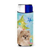 Caroline'S Treasures Pomeranian Christmas Decorative Can Hugger, Slim, Multicolor