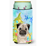 Caroline'S Treasures Fawn Pug Christmas Decorative Can Hugger, Tall, Multicolor