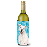Caroline'S Treasures White Staffie Bull Terrier Winter Decorative Bottle Hugger, 750Ml, Multicolor