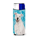 Caroline'S Treasures White Staffie Bull Terrier Winter Decorative Can Hugger, Slim, Multicolor