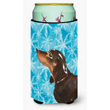 Caroline'S Treasures Black And Tan Dachshund Winter Decorative Can Hugger, Tall, Multicolor