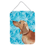 Caroline'S Treasures Red Tan Dachshund Winter Metal Print, 16 X 12, Multicolor