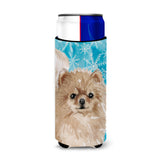 Caroline'S Treasures Pomeranian Winter Decorative Can Hugger, Slim, Multicolor