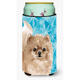 Caroline'S Treasures Pomeranian Winter Decorative Can Hugger, Tall, Multicolor
