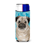 Caroline'S Treasures Fawn Pug Winter Decorative Can Hugger, Slim, Multicolor