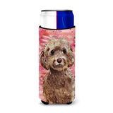 Caroline'S Treasures Brown Cockapoo Love Decorative Can Hugger, Slim, Multicolor