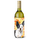 Caroline'S Treasures Black White French Bulldog Fall Decorative Bottle Hugger, 750Ml, Multicolor