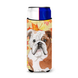 Caroline'S Treasures English Bulldog Fall Decorative Can Hugger, Slim, Multicolor