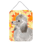 Caroline'S Treasures Grey Standard Poodle Fall Metal Print, 16 X 12, Multicolor
