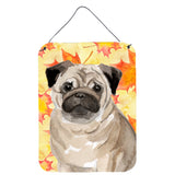 Caroline'S Treasures Fawn Pug Fall Metal Print, 16 X 12, Multicolor
