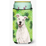 Caroline'S Treasures White Staffie Bull Terrier St. Patrick'S Decorative Can Hugger, Tall, Multicolor