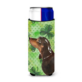 Caroline'S Treasures Black And Tan Dachshund St. Patrick'S Decorative Can Hugger, Slim, Multicolor