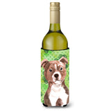 Caroline'S Treasures Red Staffie Bull Terrier St. Patrick'S Decorative Bottle Hugger, 750Ml, Multicolor