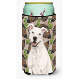 Caroline'S Treasures White Staffie Bull Terrier Pine Cones Decorative Can Hugger, Tall, Multicolor
