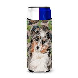 Caroline'S Treasures Australian Shepherd Pine Cones Decorative Can Hugger, Slim, Multicolor