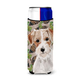 Caroline'S Treasures Wire Hair Jack Russell Pine Cones Decorative Can Hugger, Slim, Multicolor