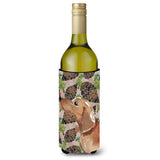 Caroline'S Treasures Red Tan Dachshund Pine Cones Decorative Bottle Hugger, 750Ml, Multicolor