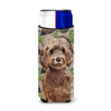 Caroline'S Treasures Brown Cockapoo Pine Cones Decorative Can Hugger, Slim, Multicolor