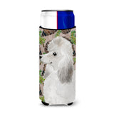 Caroline'S Treasures White Standard Poodle Pine Cones Decorative Can Hugger, Slim, Multicolor