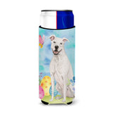 Caroline'S Treasures White Staffie Bull Terrier Easter Decorative Can Hugger, Slim, Multicolor