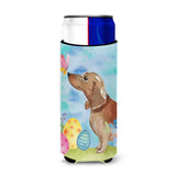 Caroline'S Treasures Red Tan Dachshund Easter Decorative Can Hugger, Slim, Multicolor