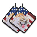 Caroline'S Treasures English Bulldog Patriotic Decorated Pot Holder, 7.5H X 7.5W, Usa American Flag