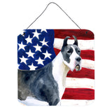 Caroline'S Treasures Harlequin Dane Patriotic Metal Print, 6H X 6W, Usa American Flag