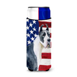 Caroline'S Treasures Harlequin Dane Patriotic Decorative Can Hugger, Slim, Multicolor