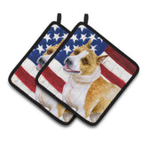 Caroline'S Treasures Staffordshire Patriotic Decorated Pot Holder, 7.5H X 7.5W, Usa American Flag