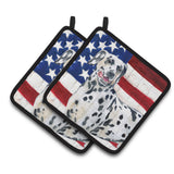 Caroline'S Treasures Dalmatian Patriotic Decorated Pot Holder, 7.5H X 7.5W, Usa American Flag